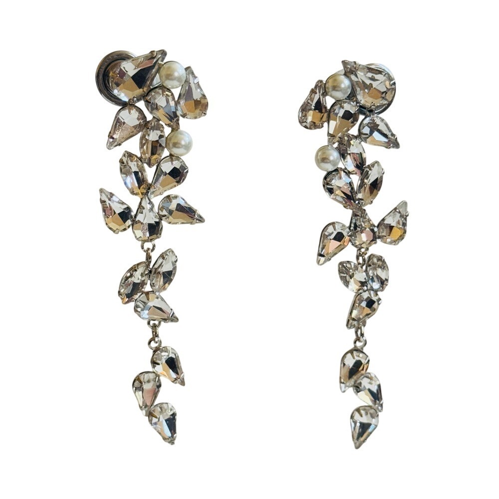 VTG Regal Earrings Pearl Cabochon dangle crystal rhinestone pierced High End 80s
